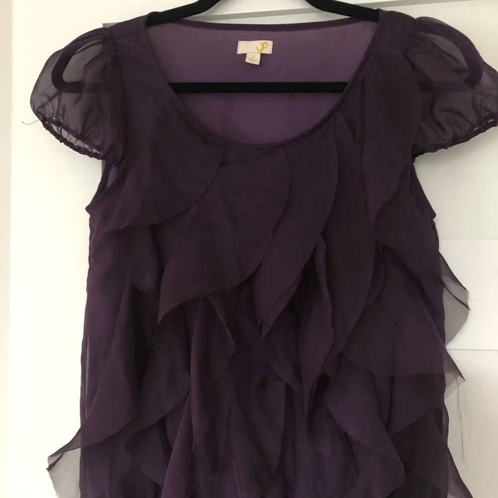 Purple ruffle cap sleeve top
